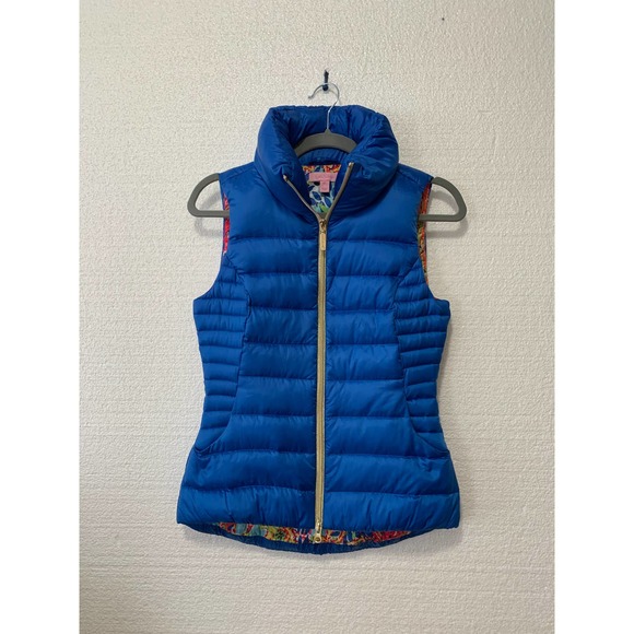 Lilly Pulitzer Blue Small Puffer Down Vest Size XS - Picture 2 of 12